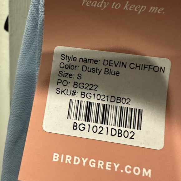 Birdy Grey DEVIN CONVERTIBLE DRESS CHIFFON DUSTY BLUE SMALL NEW NWT NO SLIT - Picture 5 of 5